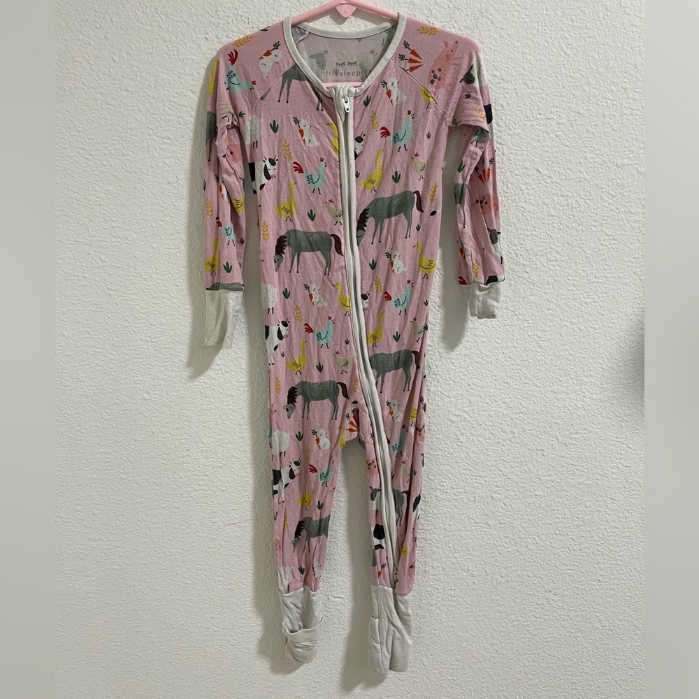 Little Sleepies Pink Animal Print Footie - as is/ final sale